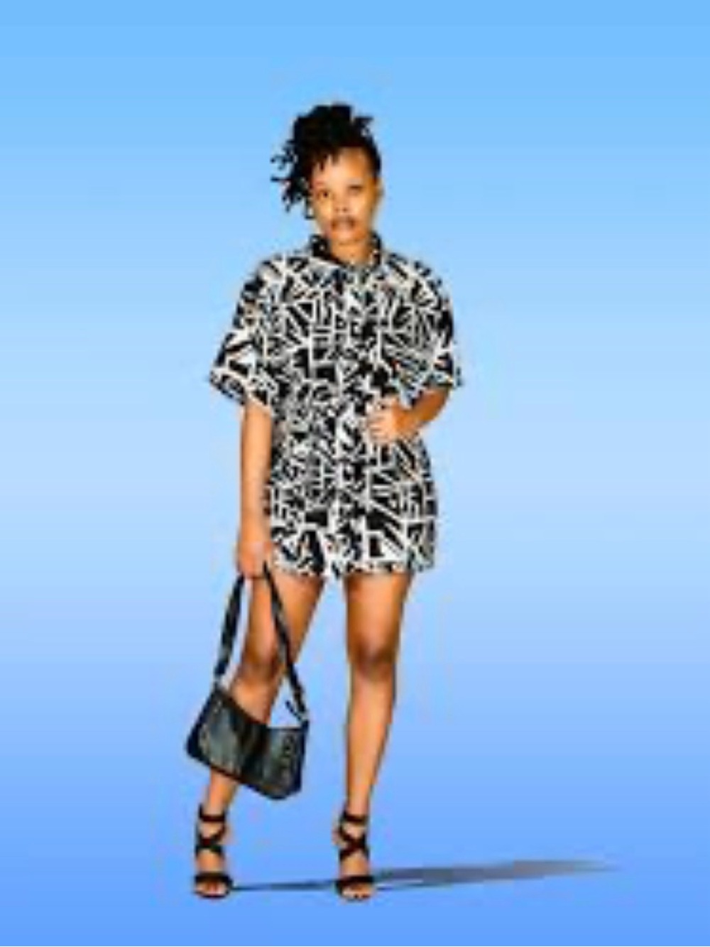 Black & White Geometric Mini Dress